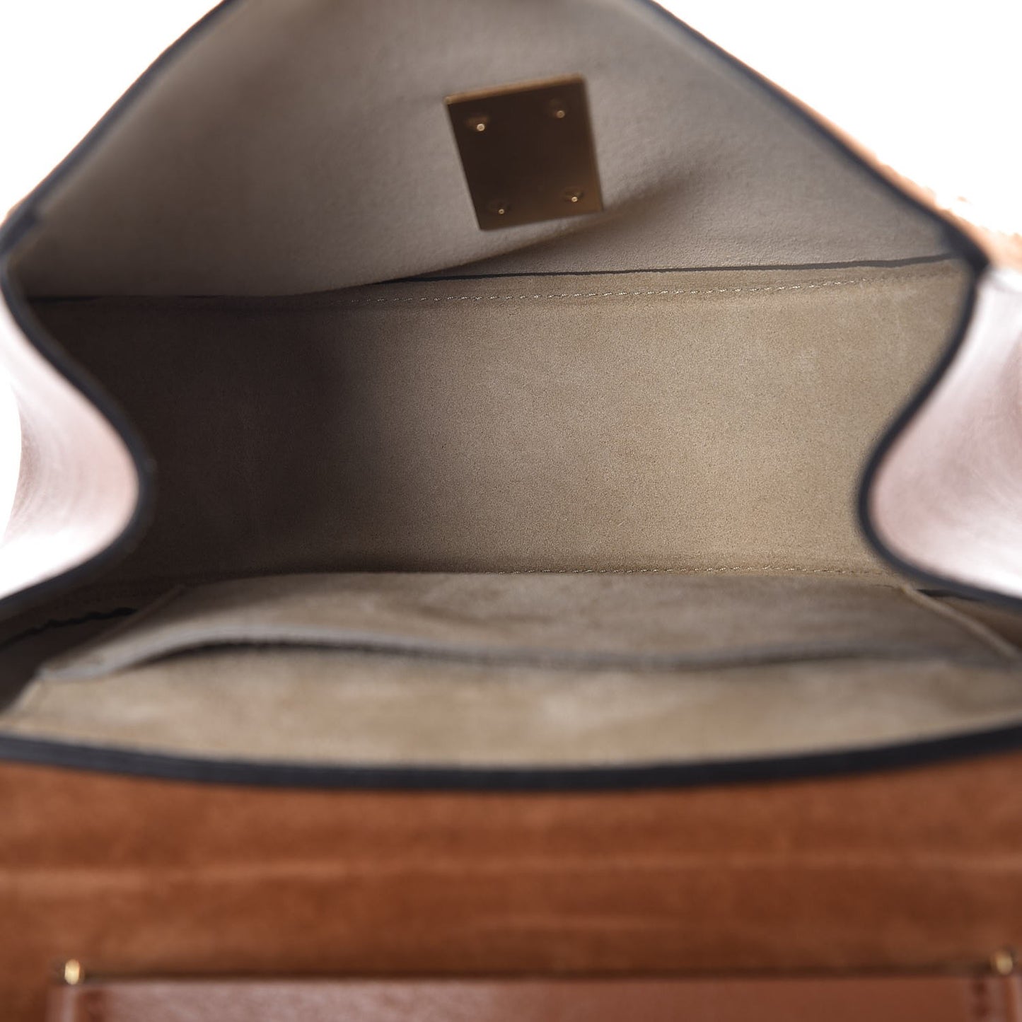 Suede Smooth Calfskin Studded Drew Shoulder Bag Caramel