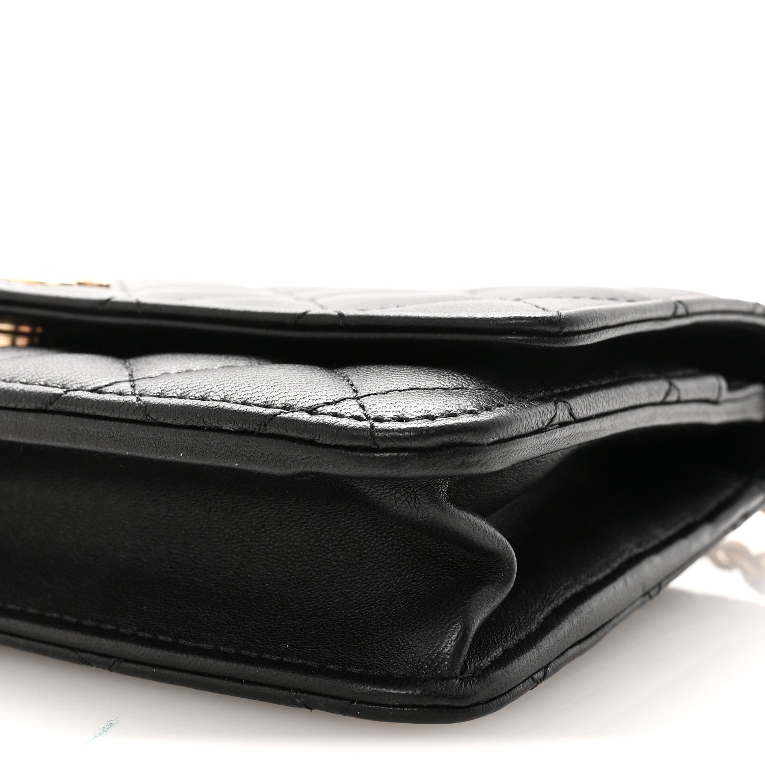 Chanel Lambskin Quilted Pearl Wallet On Chain WOC Black 11 of 12