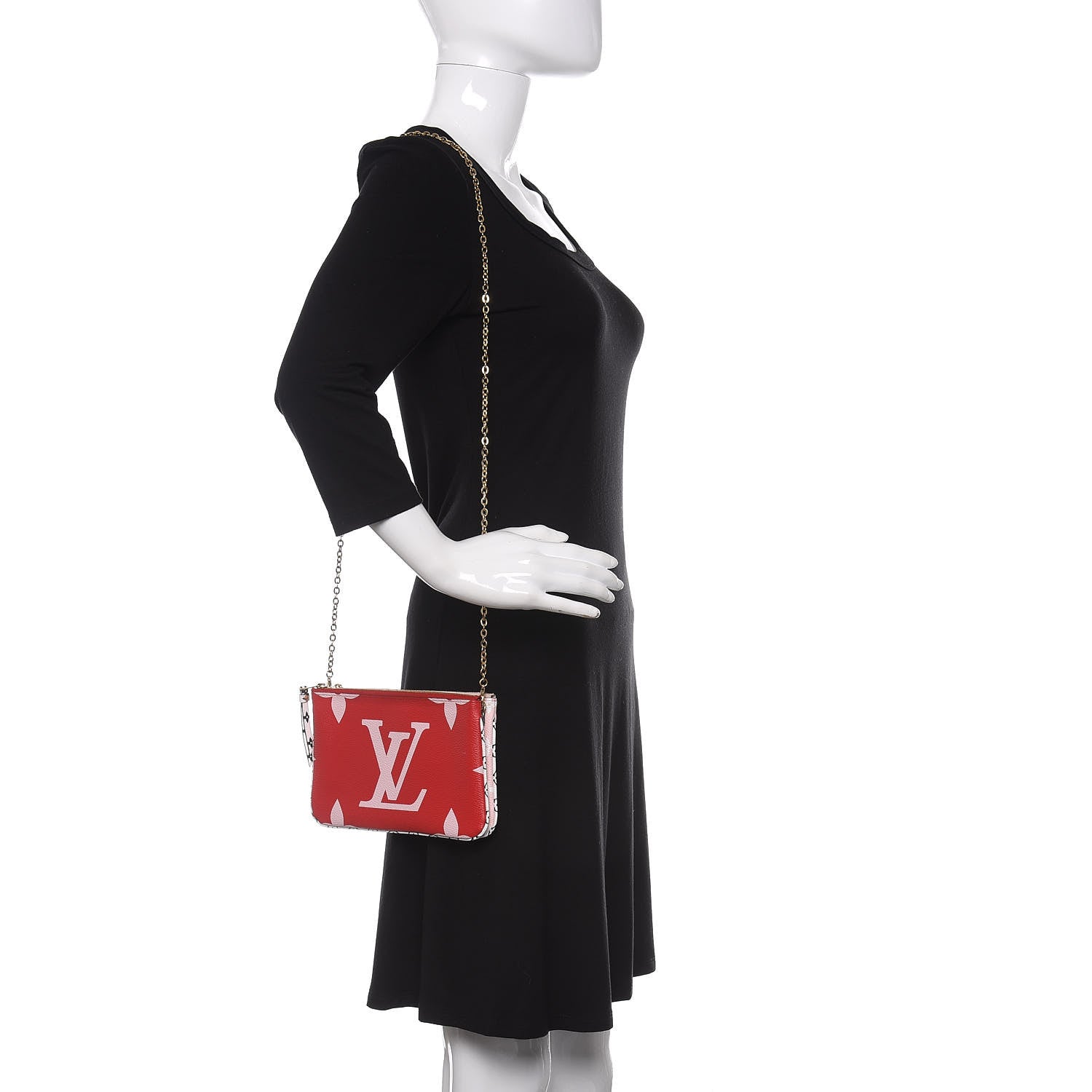 Louis Vuitton Monogram Giant Double Zip Pochette Rouge 2 of 9