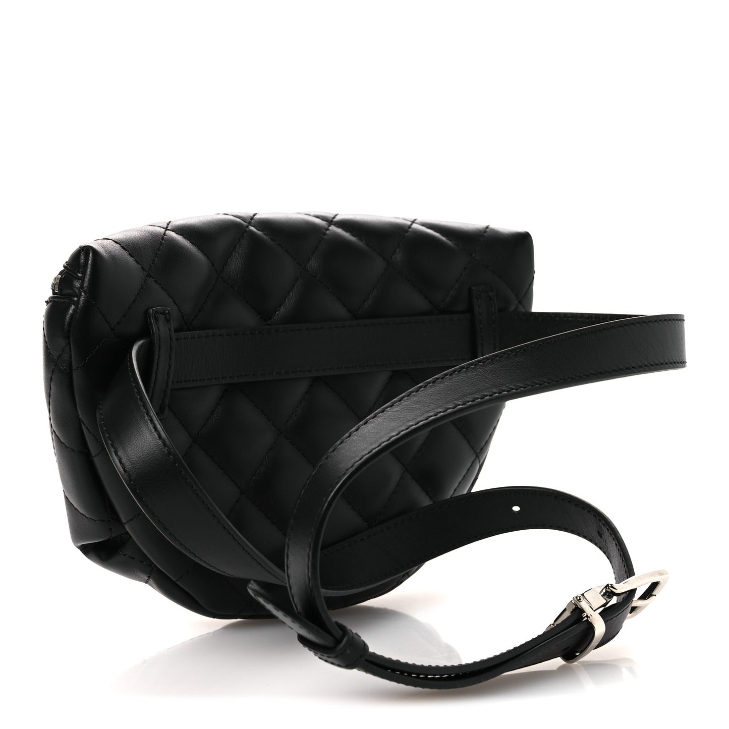 Calfskin Quilted Uniform Waist Belt Bag Black