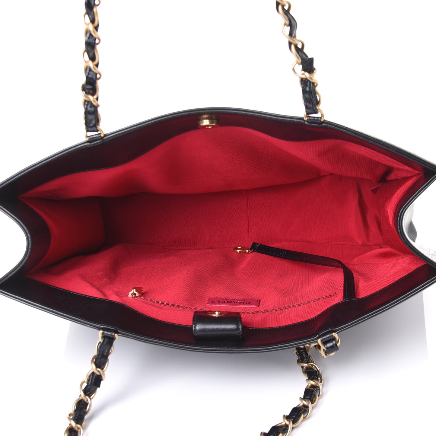 Glazed Aged Calfskin CC Tote Black