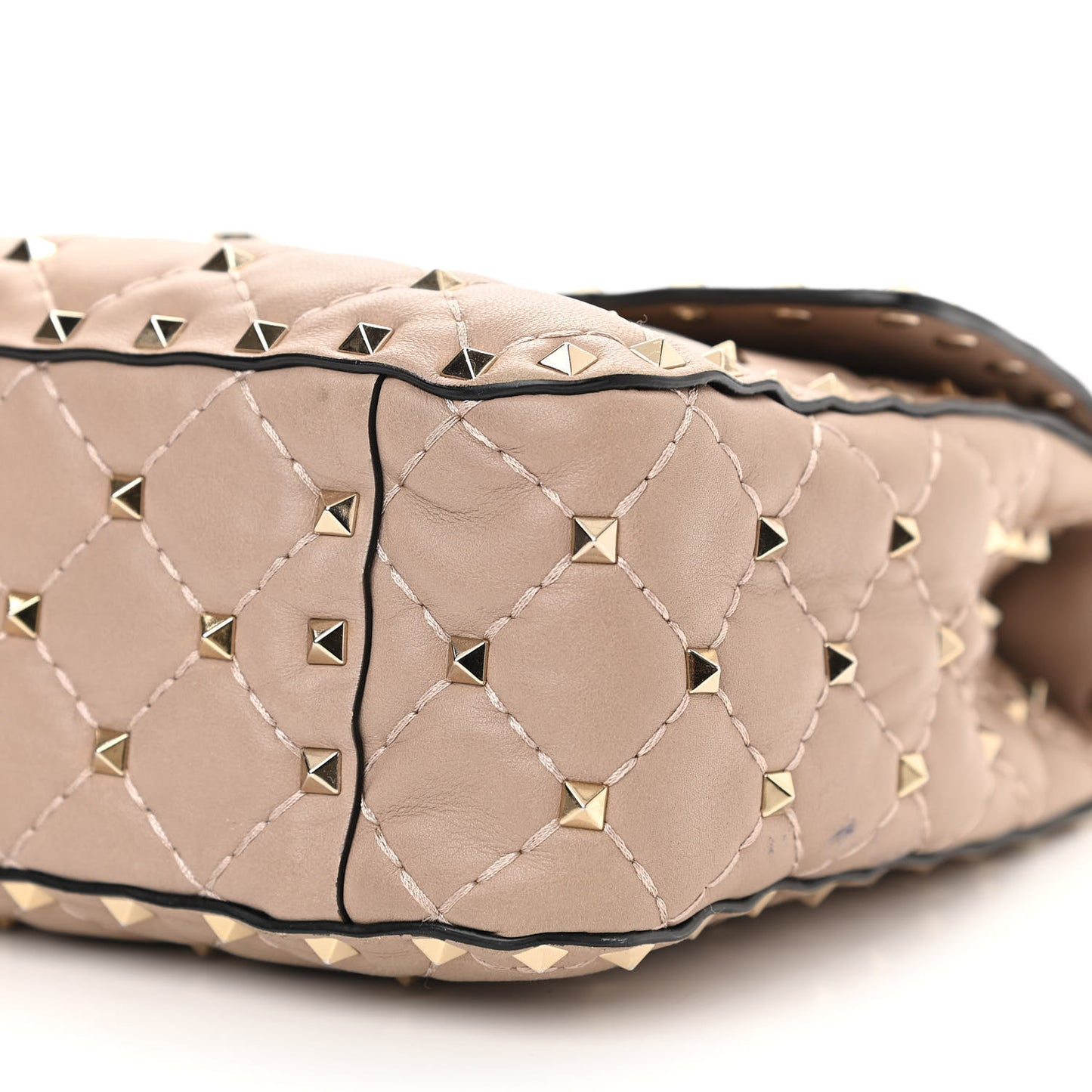 Lambskin Medium Rockstud Spike Shoulder Bag Poudre