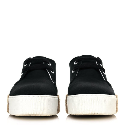 Hermes Cotton Canvas Womens Rosa Espadrille Sneakers 36 Black 4 of 18