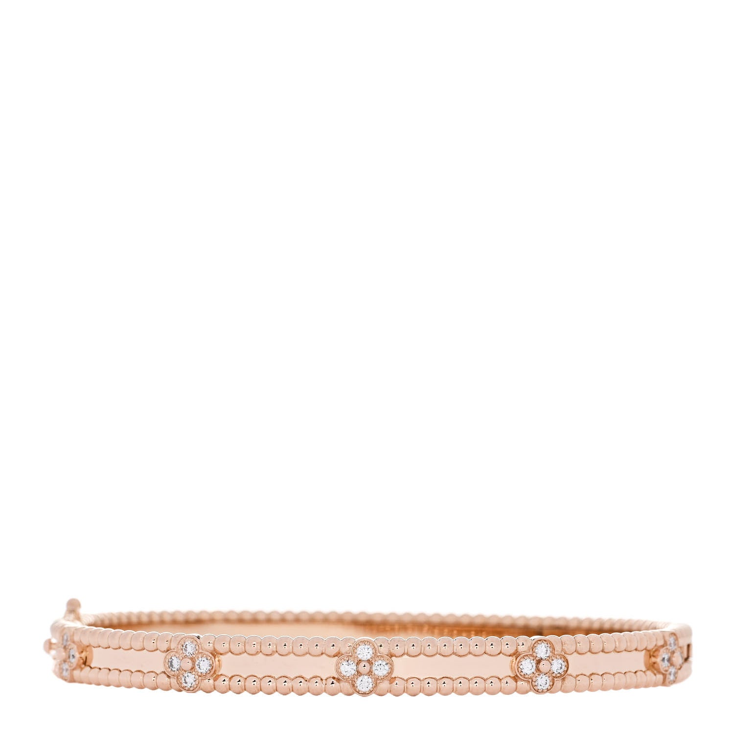 Van Cleef & Arpels 18K Rose Gold Diamond Perlee Sweet Clovers Bracelet L 1 of 3