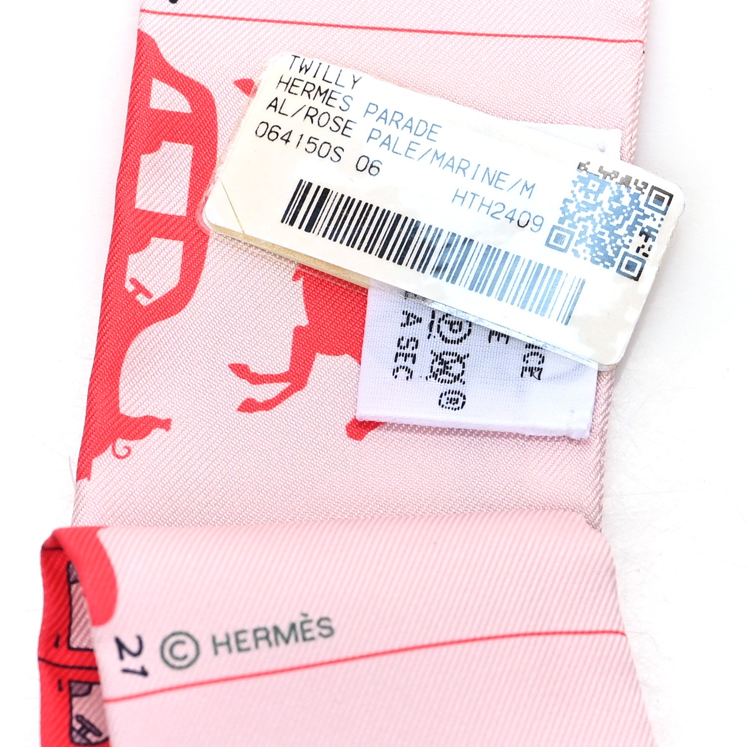Hermes Silk Parade CG Twilly Rose Pale Marine Multicolor 3 of 3