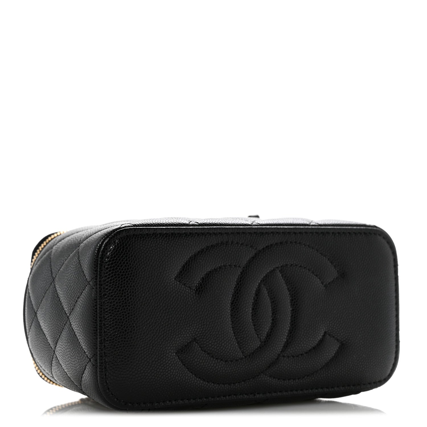 Chanel Caviar Quilted Crystal CC Logo Vanity Case With Chain Black 4 of 10