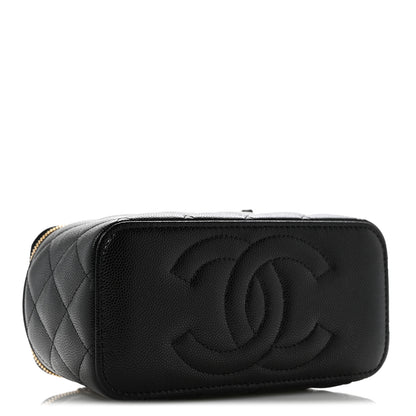 Chanel Caviar Quilted Crystal CC Logo Vanity Case With Chain Black 4 of 10