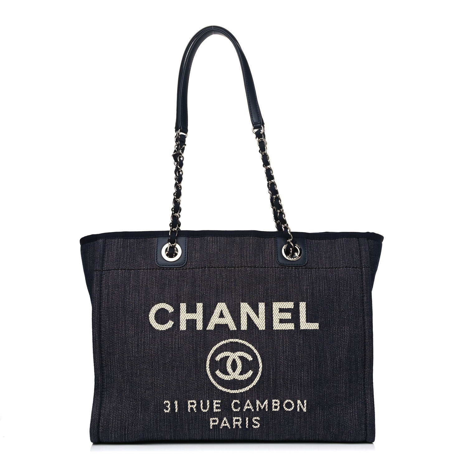 Chanel Denim Small Deauville Tote Dark Blue 1 of 7