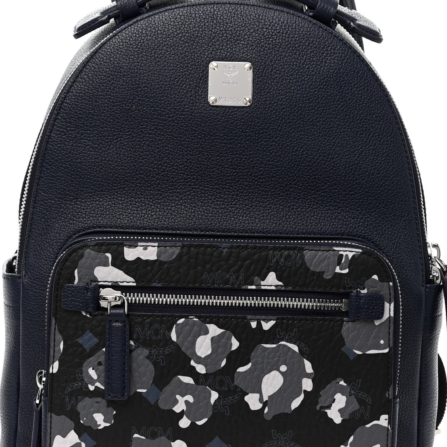 Calfskin Visetos Floral Leopard Klassik Small Stark Backpack Blue Black