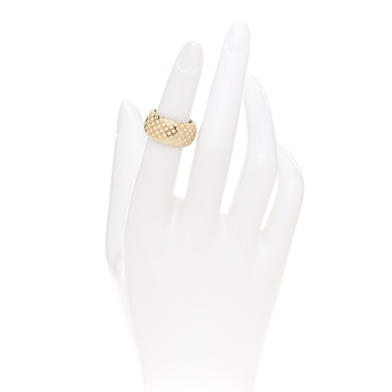 Gucci 18K Yellow Gold Enamel Diamantissima Ring 48 4.5 White 2 of 6