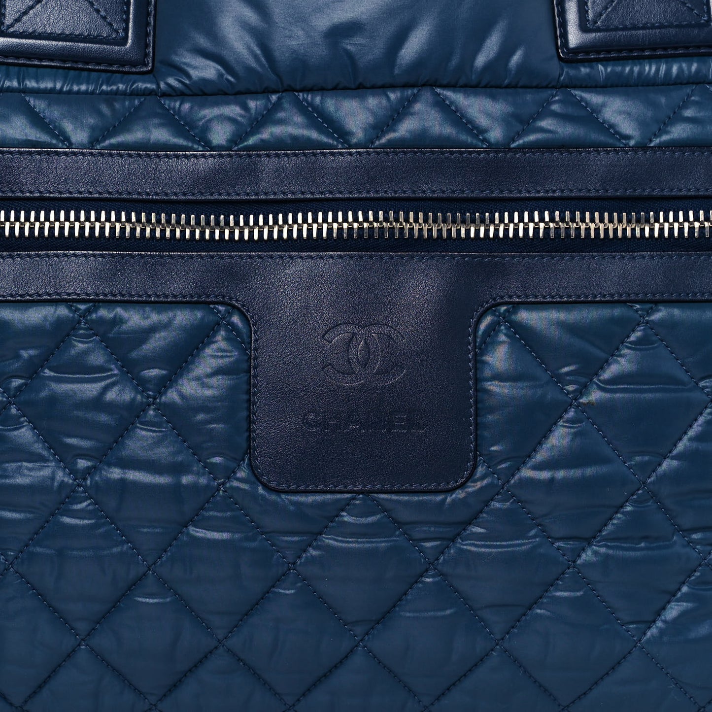Nylon Quilted Large Coco Cocoon Tote Blue