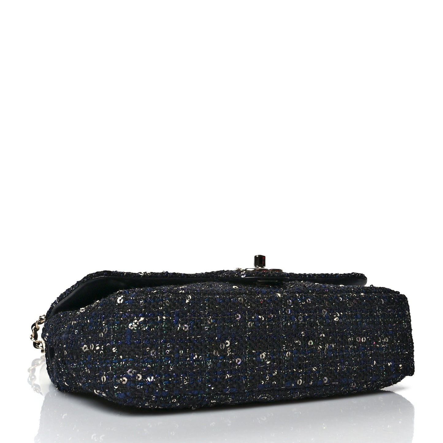 Tweed Medium Pearl Handle Flap Black Ecru