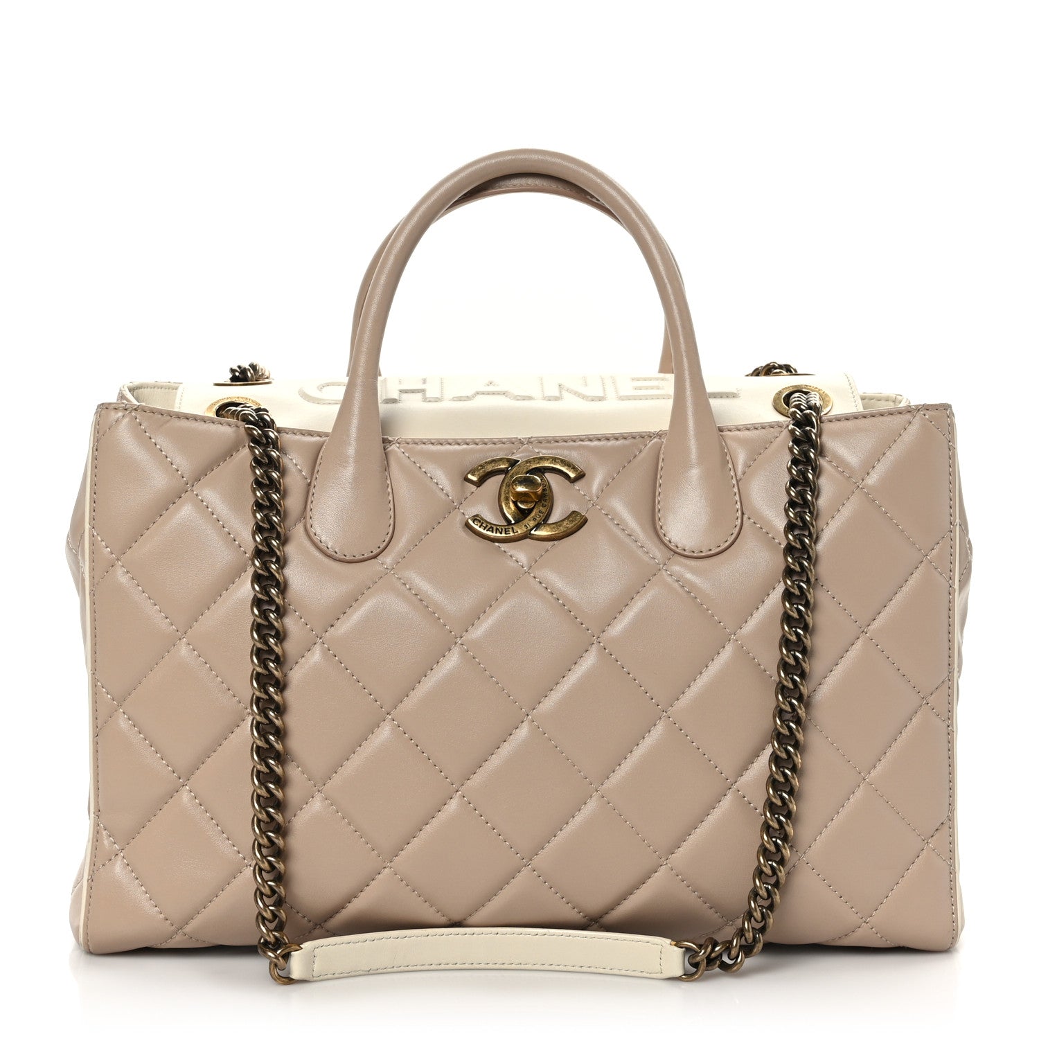 Chanel Lambskin Quilted Small Portobello Tote Beige 1 of 10