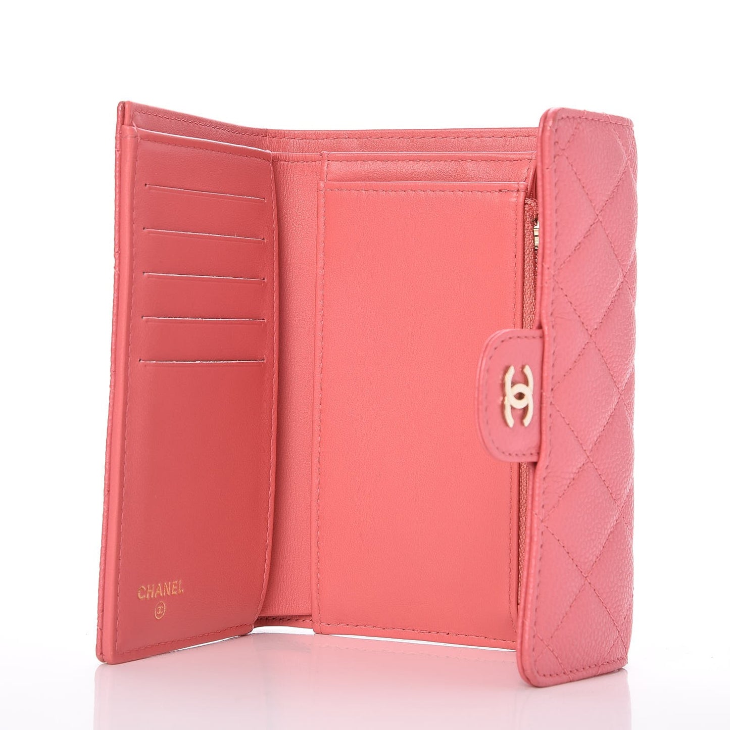 Caviar Quilted Medium Flap Wallet Pink