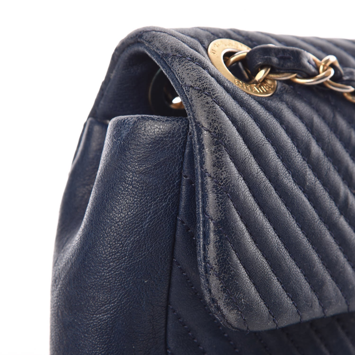 Chanel Calfskin Surpique Chevron Small Flap Navy 12 of 20