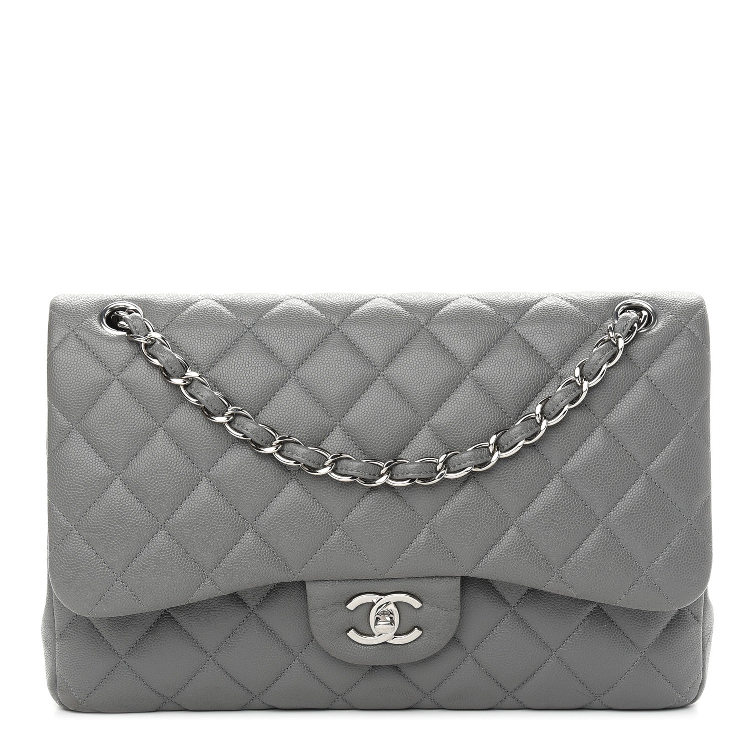 Chanel Caviar Quilted Jumbo Double Flap Grey 1 of 14