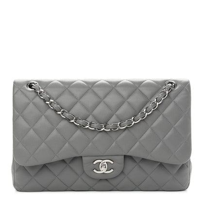 Chanel Caviar Quilted Jumbo Double Flap Grey 1 of 14