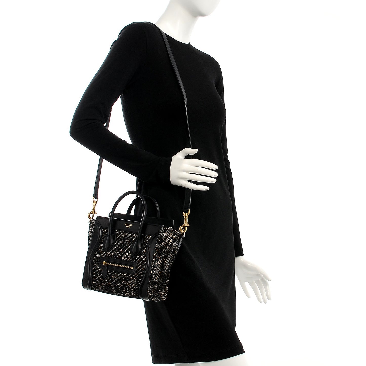 Smooth Calfskin Tweed Micro Luggage Black