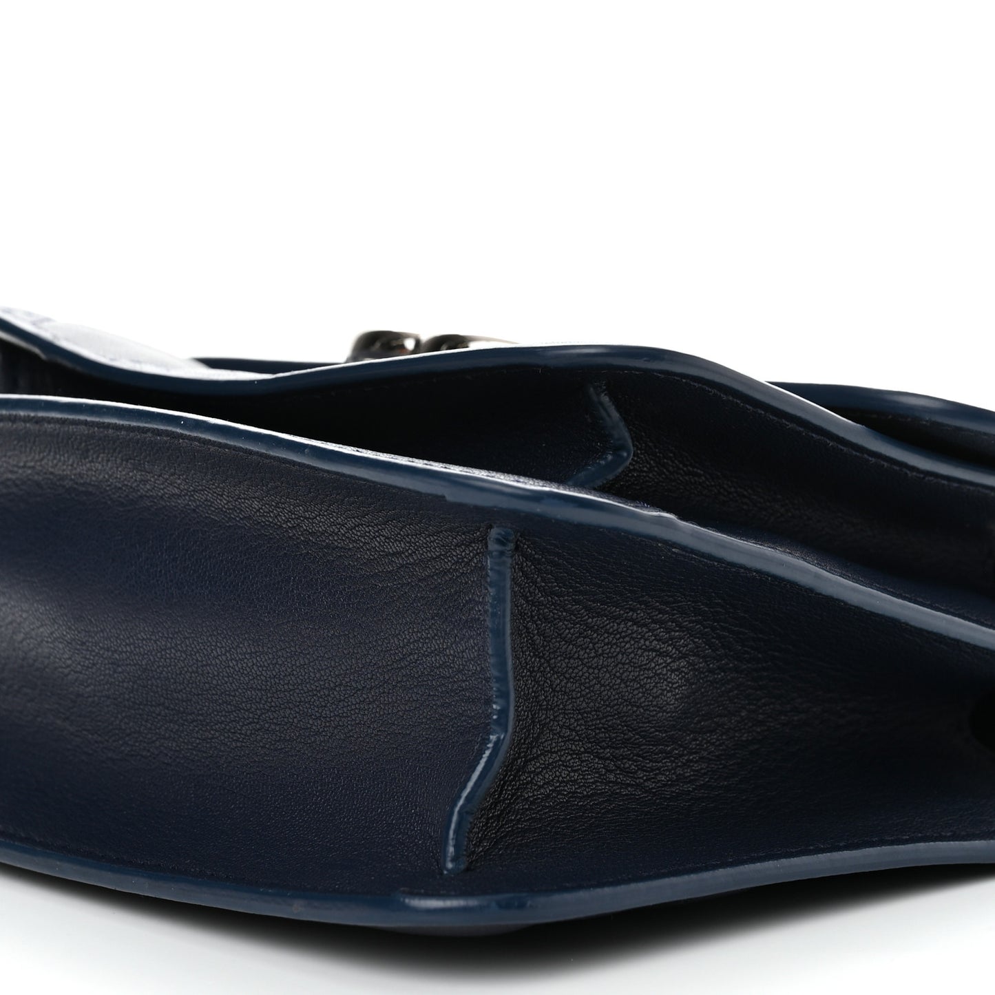 Goatskin Quilted Small CC Box Flap Navy Navy