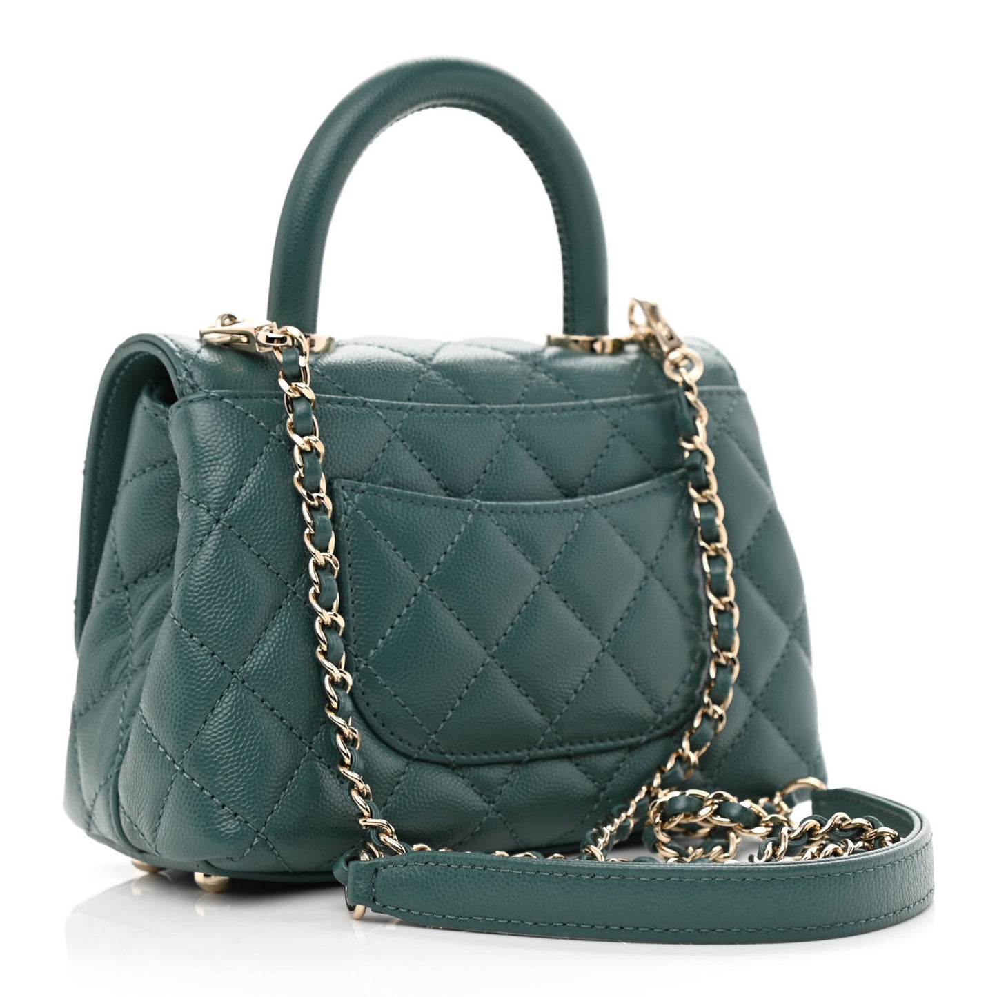 Caviar Quilted Extra Mini Coco Handle Flap Green