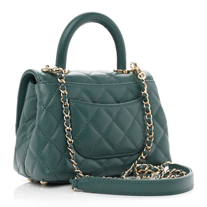Chanel Caviar Quilted Extra Mini Coco Handle Flap Green 3 of 11