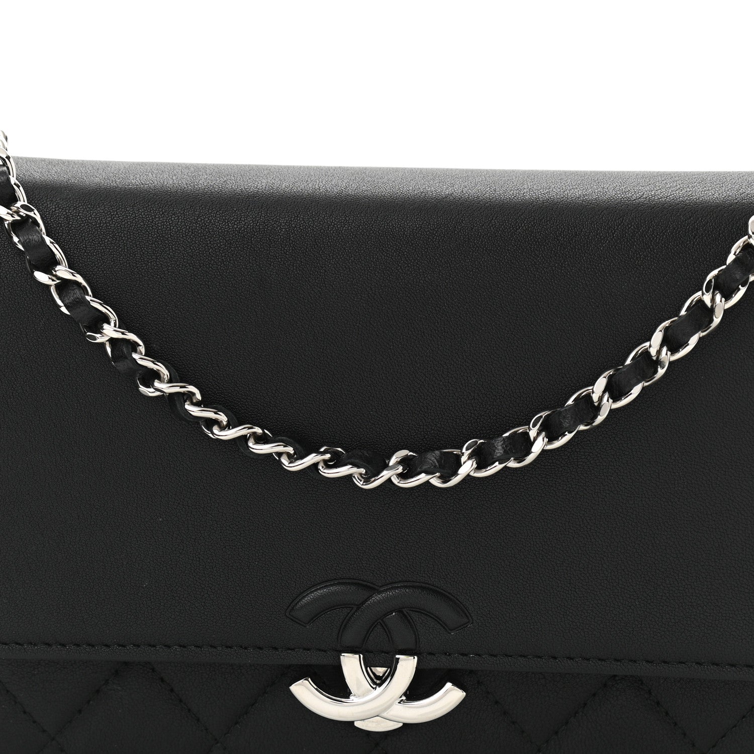 Chanel Grained Calfskin Quilted Urban Champion Wallet On Chain WOC Black 9 of 12