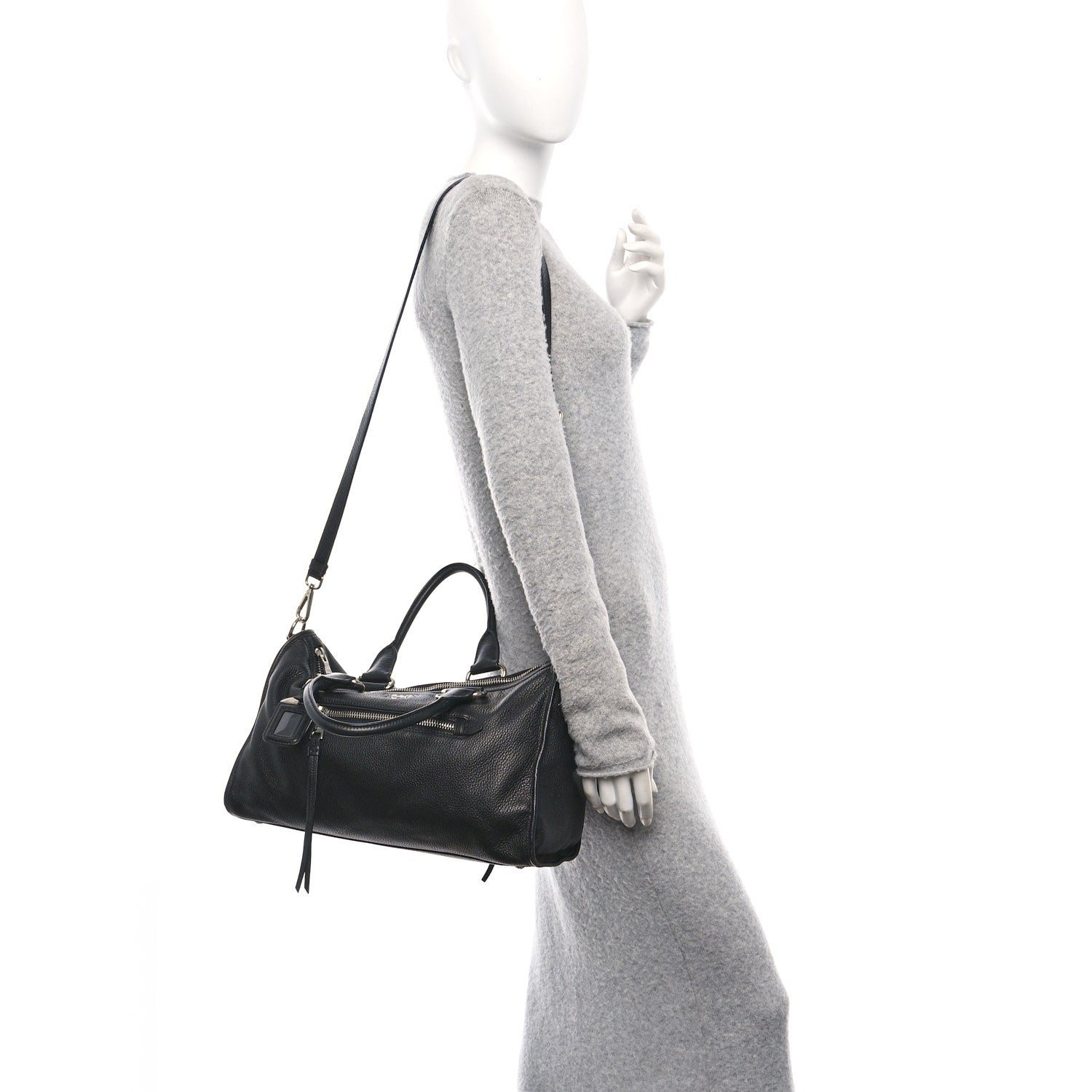 Prada Vitello Phenix Shopping Satchel Black 2 of 12