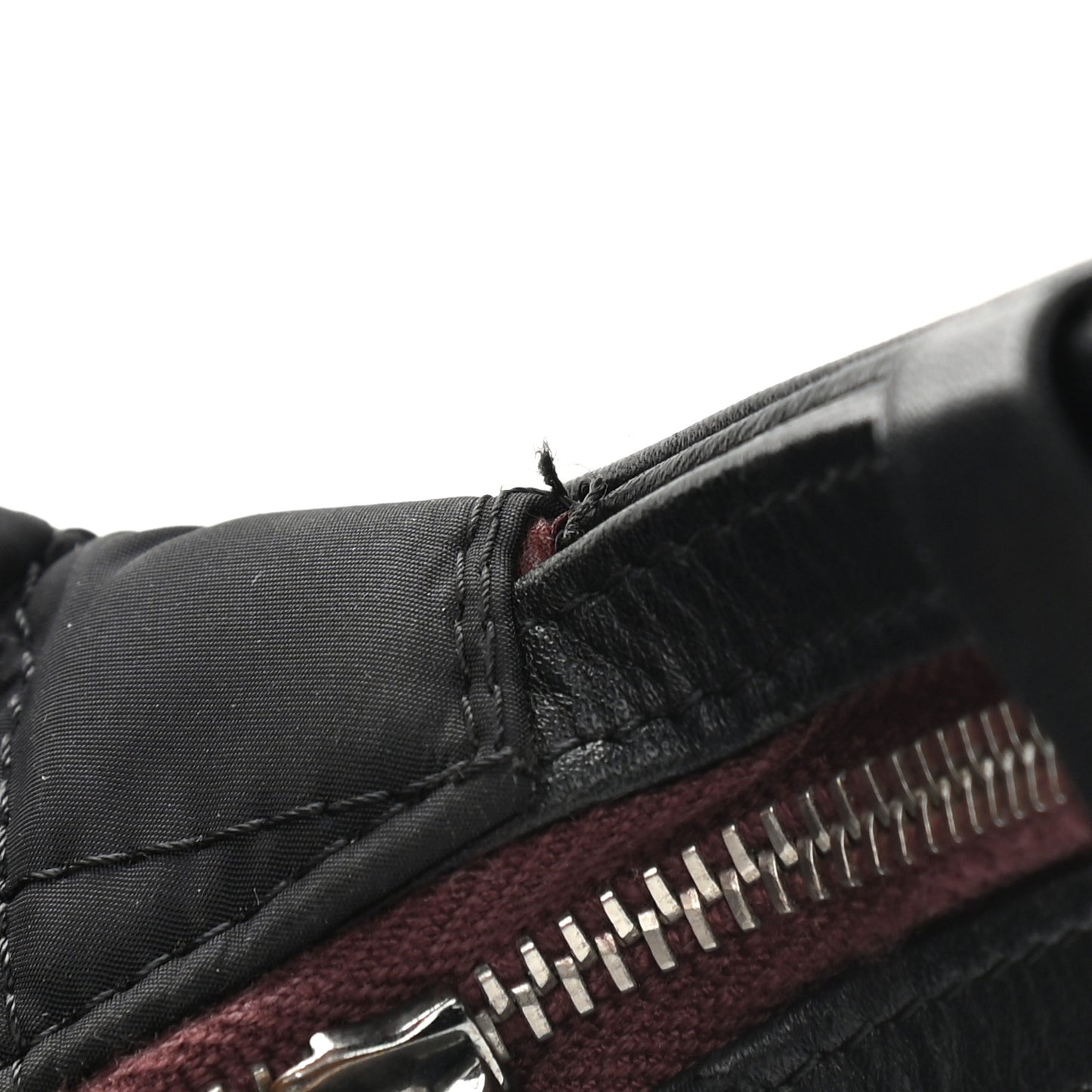 Nylon Calfskin Quilted Hobo Black