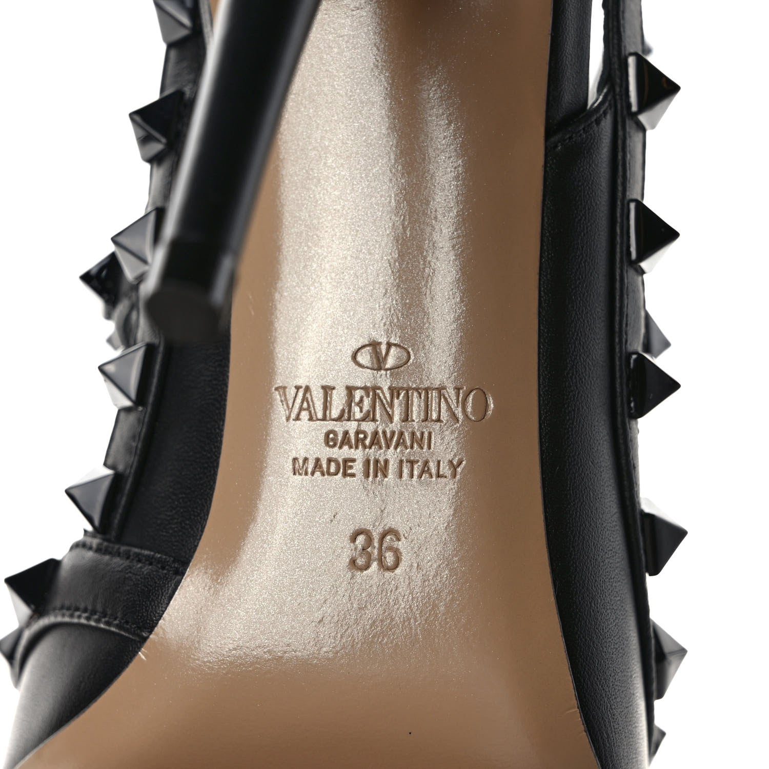 Valentino Garavani Calfskin Lacquered Monochrome Rockstud Ankle Strap 100mm Pumps 36 Black 6 of 8