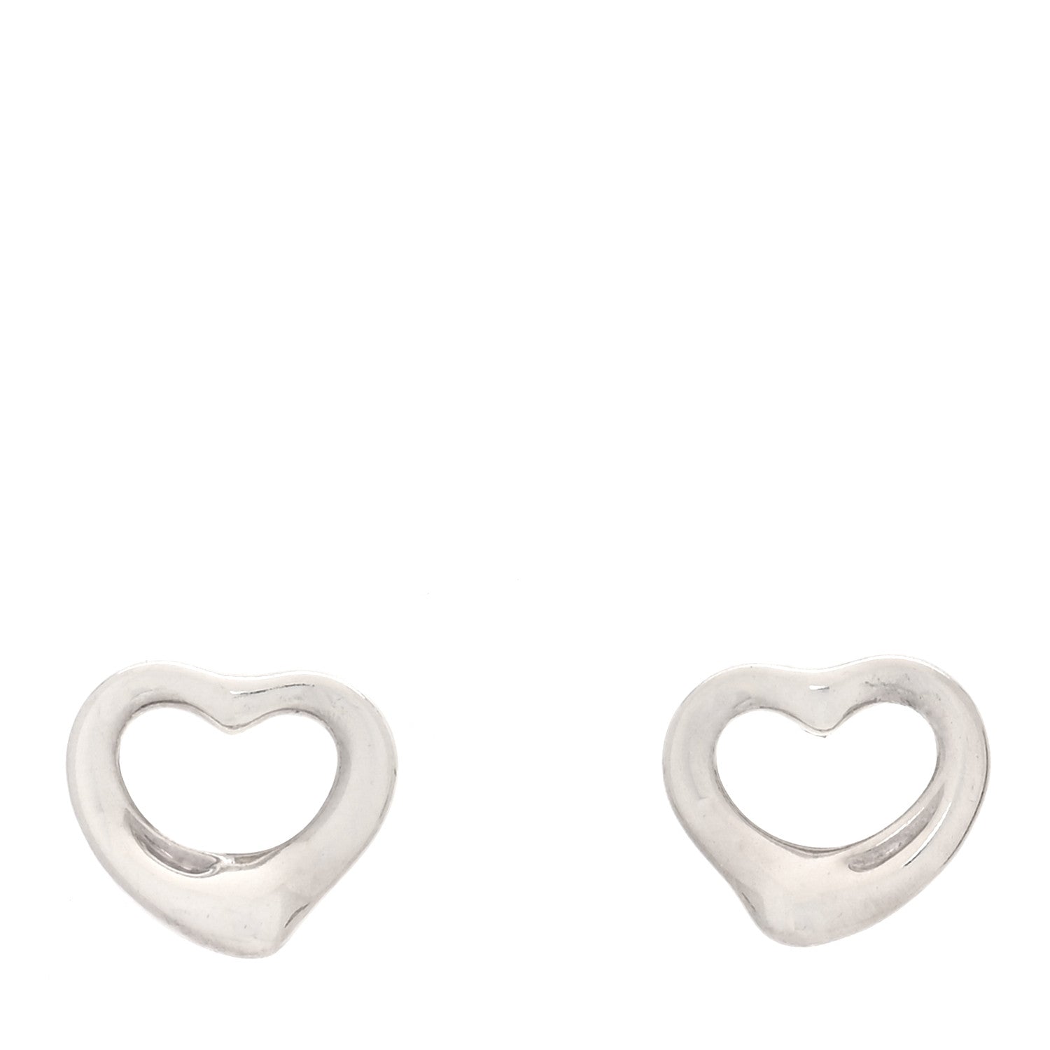 Tiffany Sterling Silver Elsa Peretti 11mm Open Heart Earrings 1 of 4
