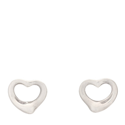 Tiffany Sterling Silver Elsa Peretti 11mm Open Heart Earrings 1 of 4