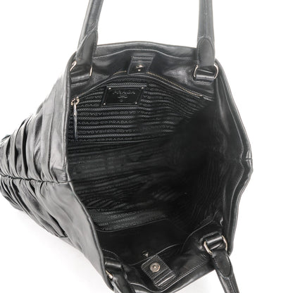 Prada Royal Calf Pleated Tote Black 5 of 8