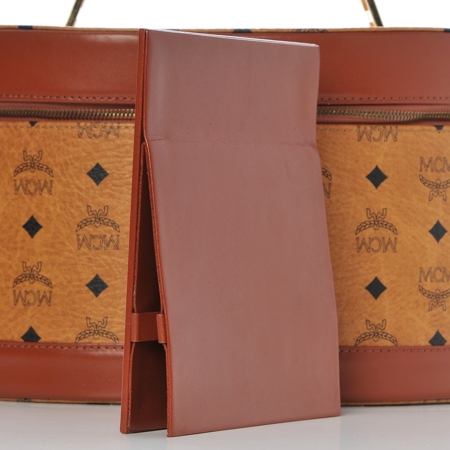 MCM Visetos Vanity Cosmetic Case Cognac 18 of 18
