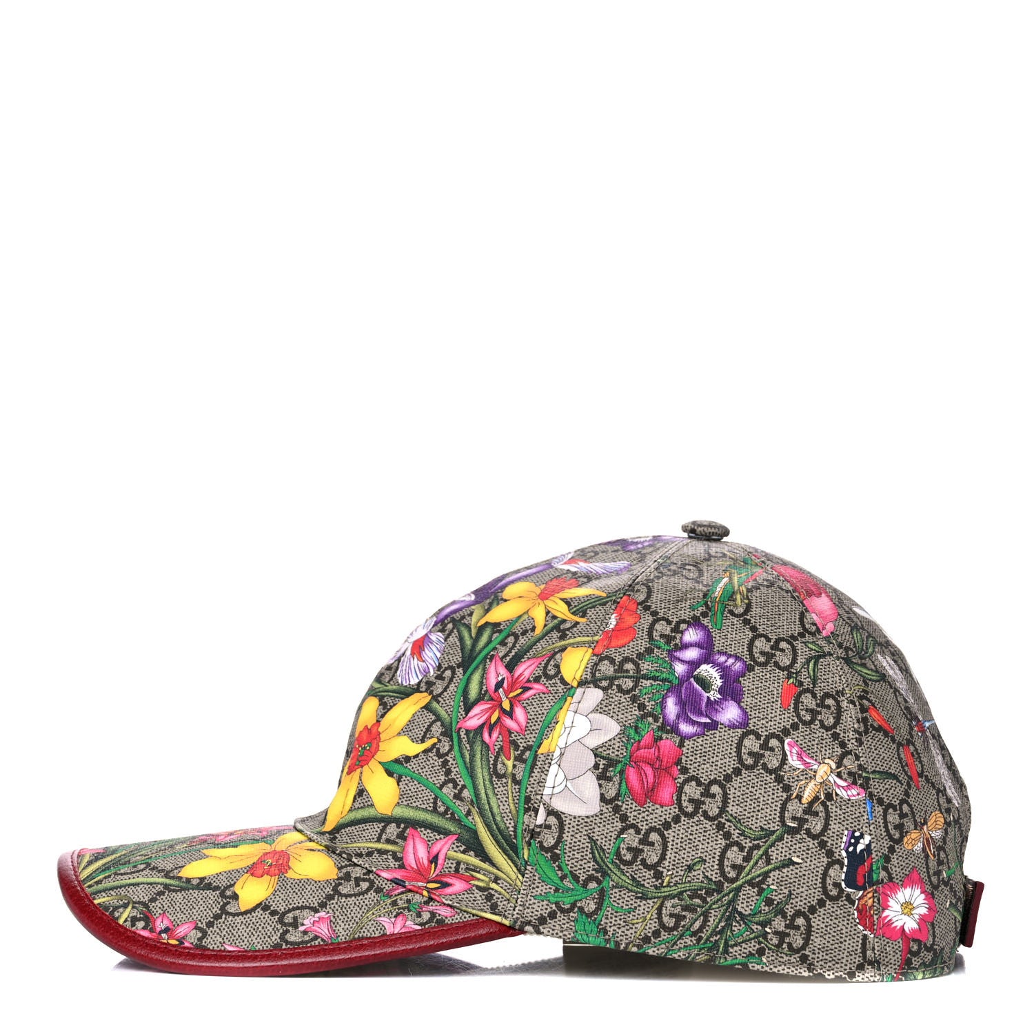 Gucci GG Supreme Flora Claudia Baseball Hat 58 L Red 3 of 9