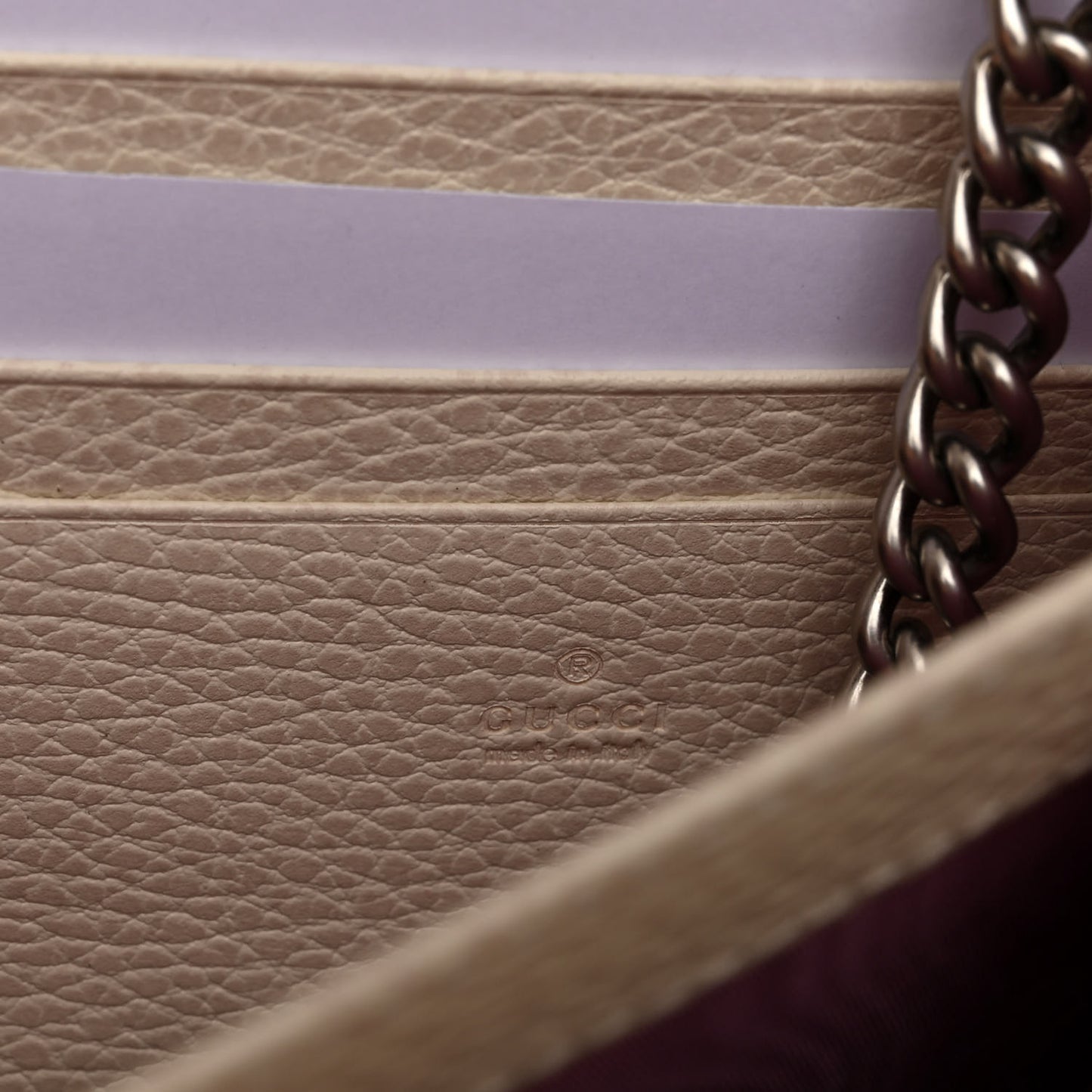 Dollar Calfskin Mini Dionysus Chain Wallet Mystic White