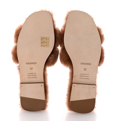 Hermes Woolskin Oran Sandals 37 Naturel 6 of 9