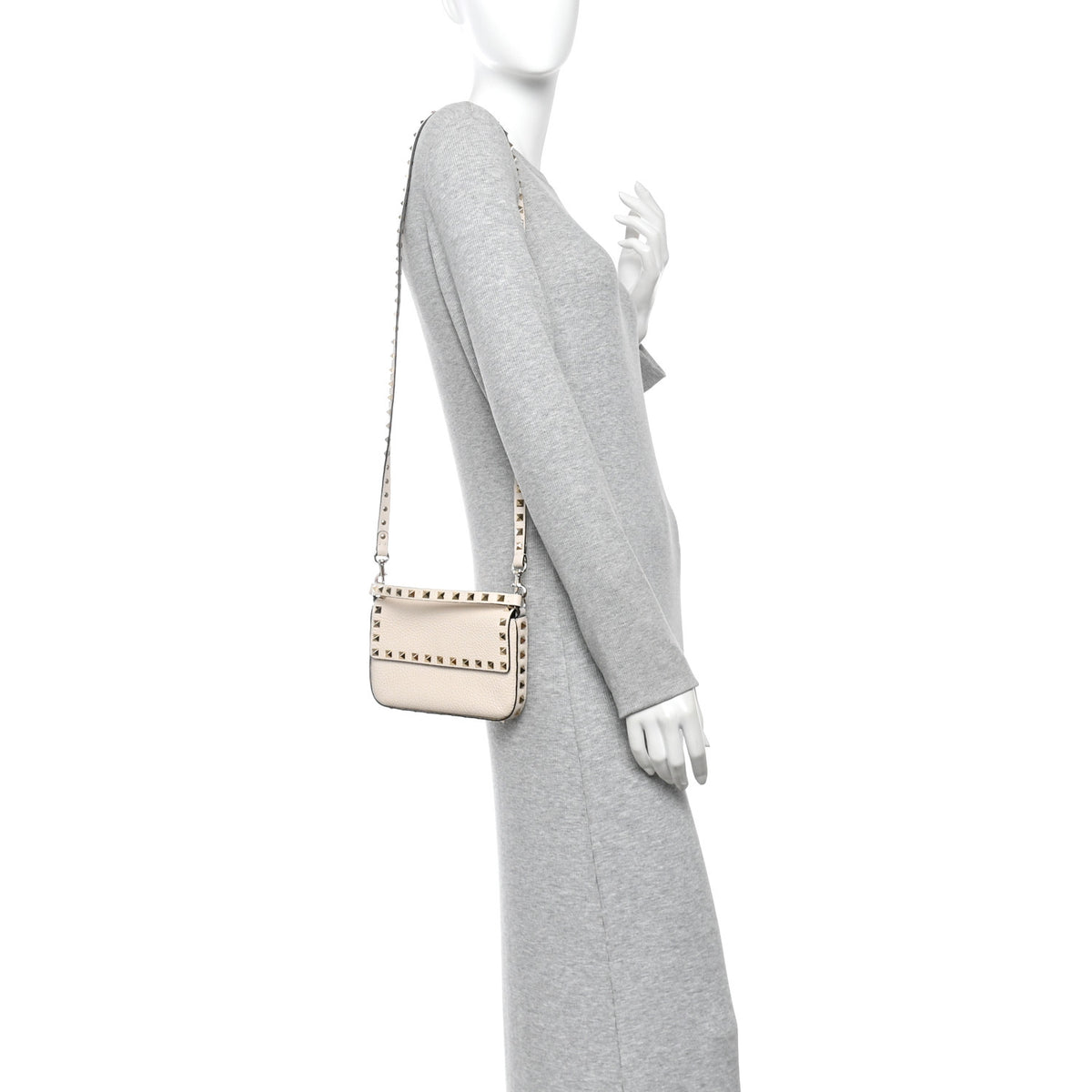 Valentino Garavani Grainy Calfskin Rockstud Crossbody Pouch Light Ivory 2 of 13
