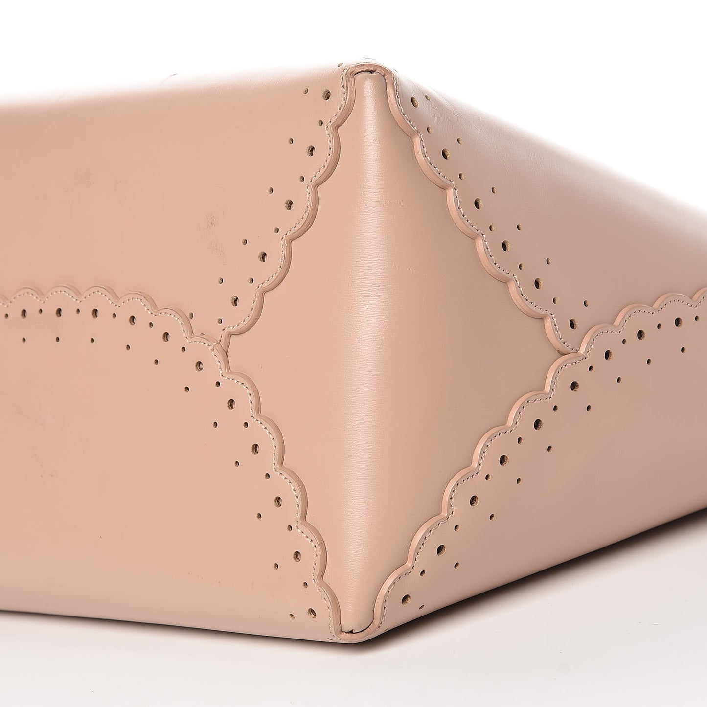 Calfskin Scalloped Trim Tote Blush
