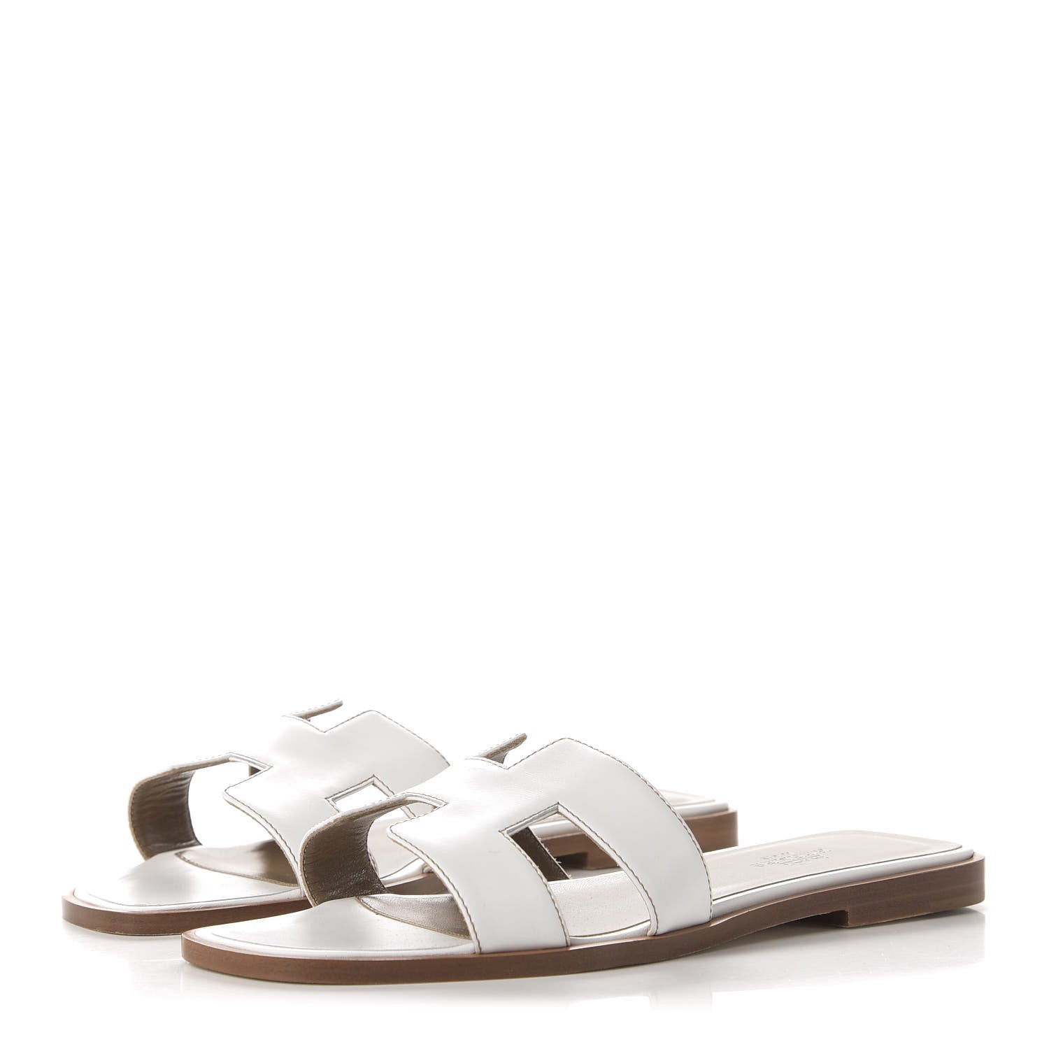 Hermes Box Calfskin Oran Sandals 37 White 3 of 8