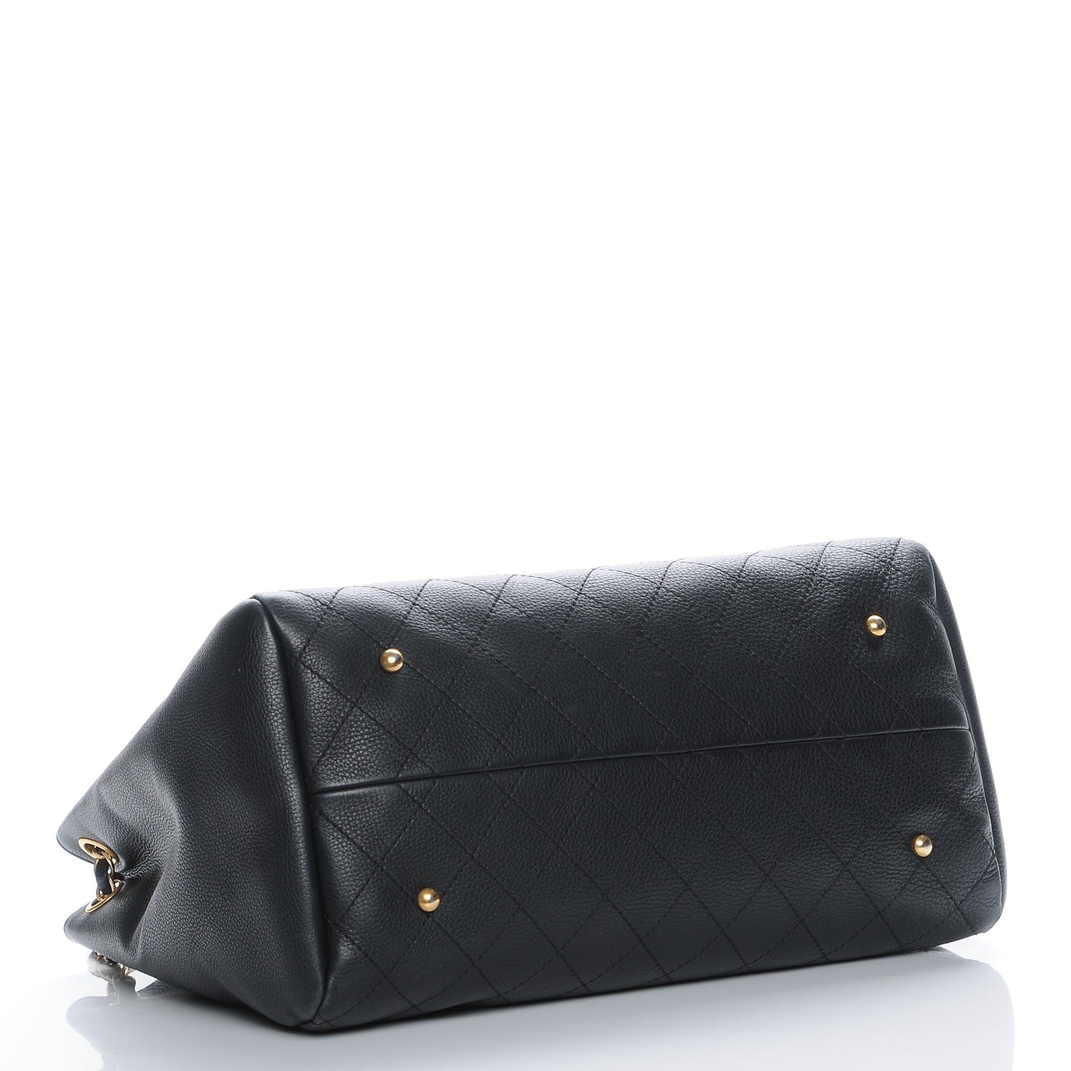 Chanel Grained Calfskin Quilted Large Supple Rock Shopping Tote Black 4 of 9