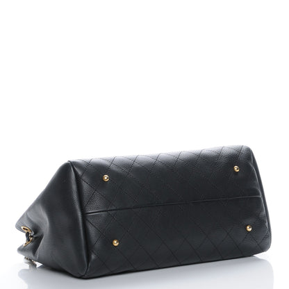 Chanel Grained Calfskin Quilted Large Supple Rock Shopping Tote Black 4 of 9