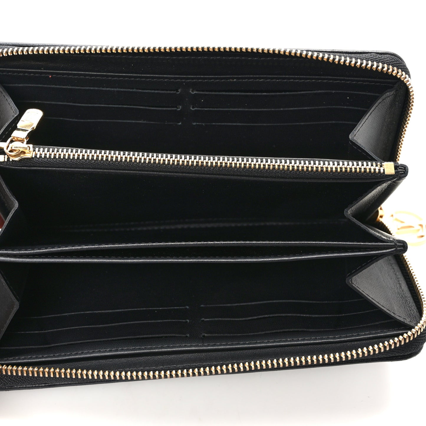 Lambskin Embossed Monogram Coussin Zippy Wallet Black