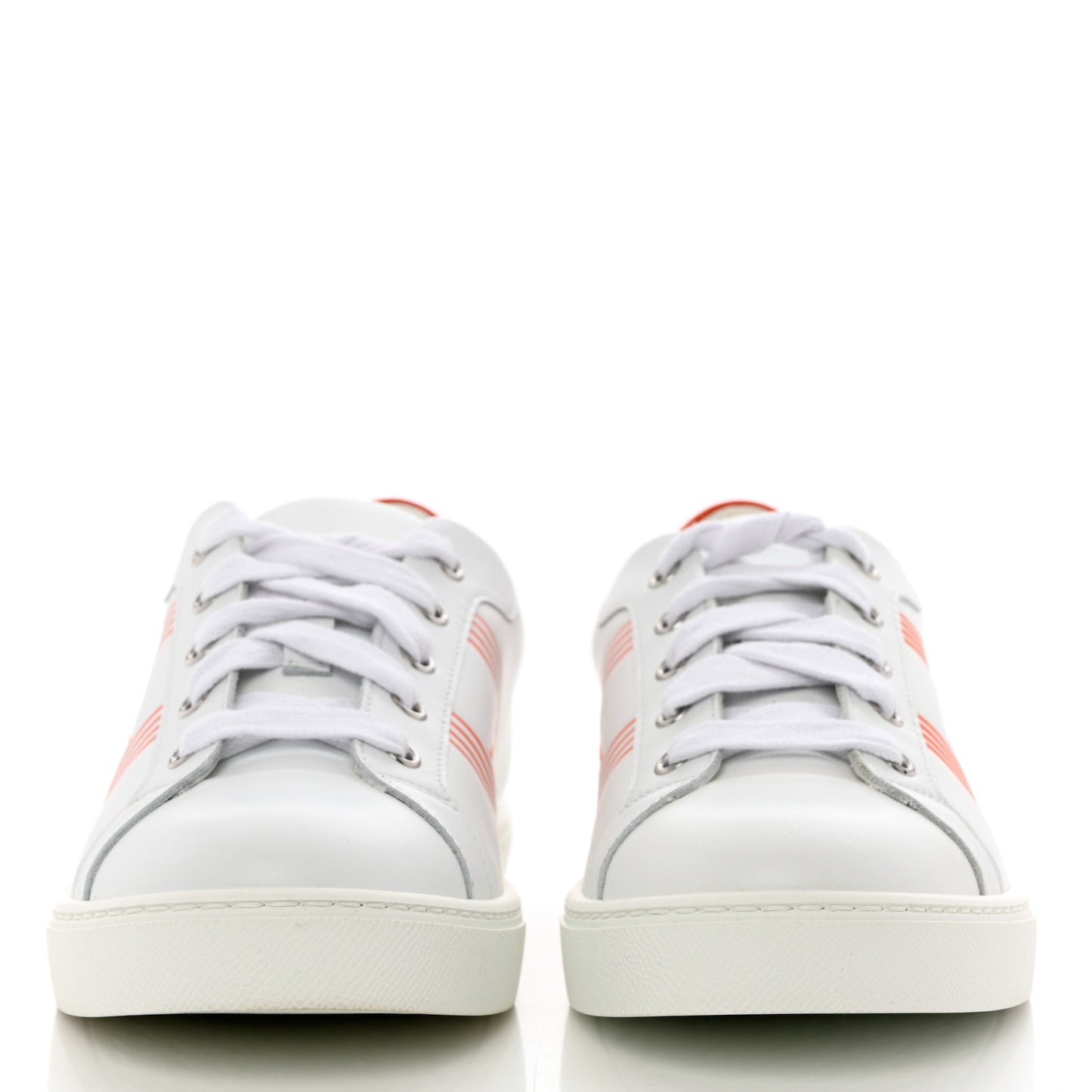 Calfskin Womens Advantage Sneakers 40 White Orange