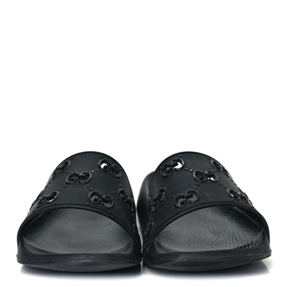 Gucci Rubber GG Monogram Mens Slide Sandals 7 Black 2 of 7