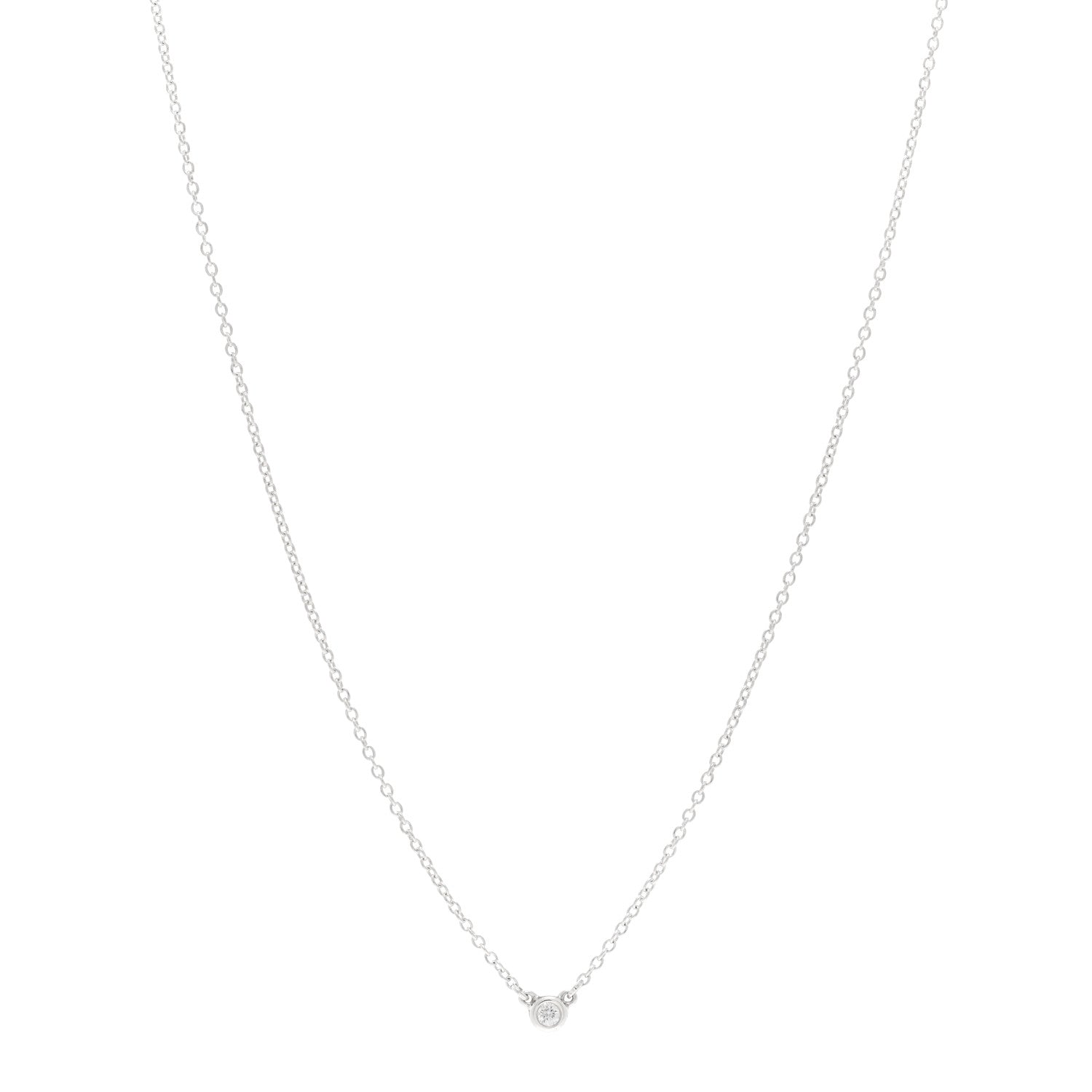 Tiffany Sterling Silver Diamond .03ct Elsa Peretti Diamonds by the Yard Pendant Necklace 1 of 4
