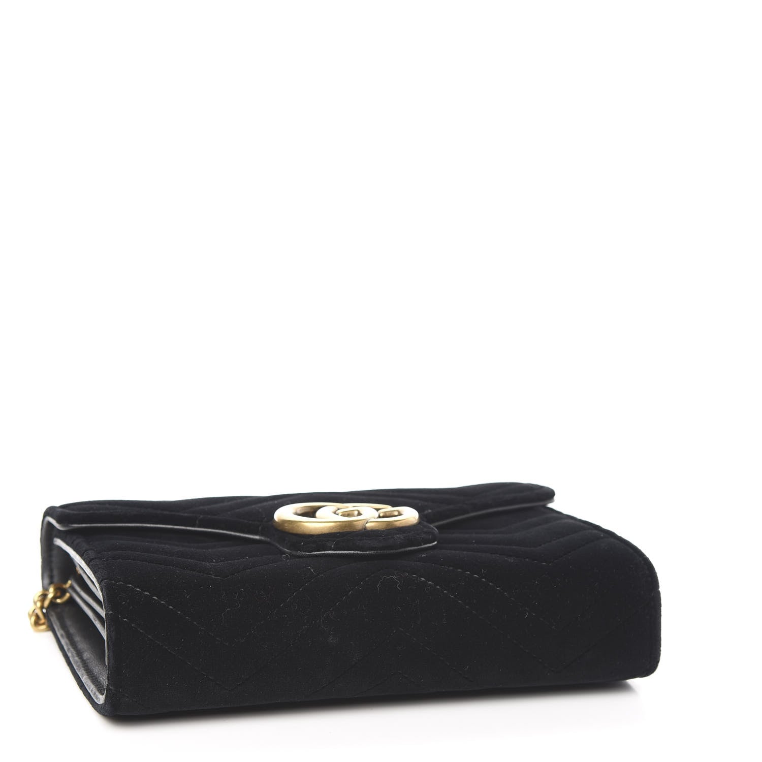 Gucci Velvet Matelasse GG Marmont Chain Wallet Black 4 of 13