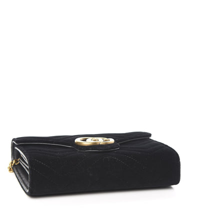 Gucci Velvet Matelasse GG Marmont Chain Wallet Black 4 of 13