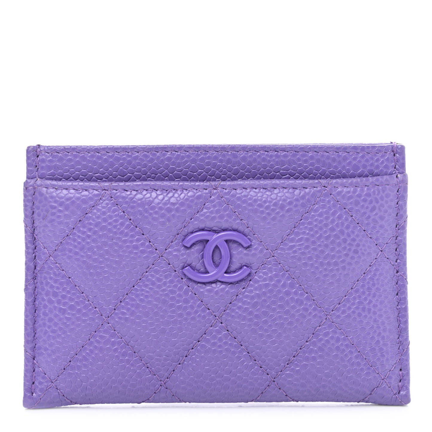 Caviar Quilted Incognito Card Holder Purple