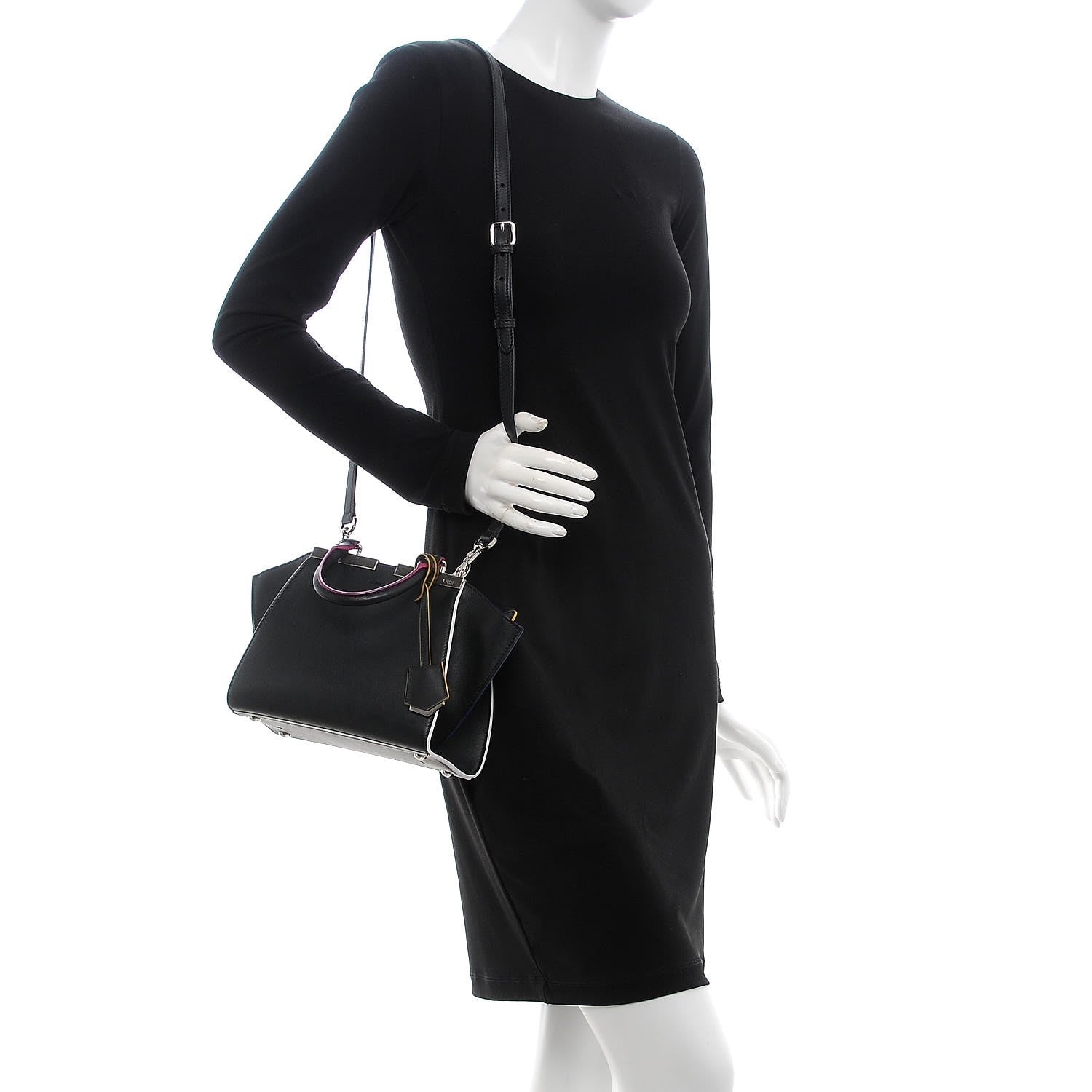 Fendi Vitello Dolce Mini 3Jours Tote Black 2 of 7