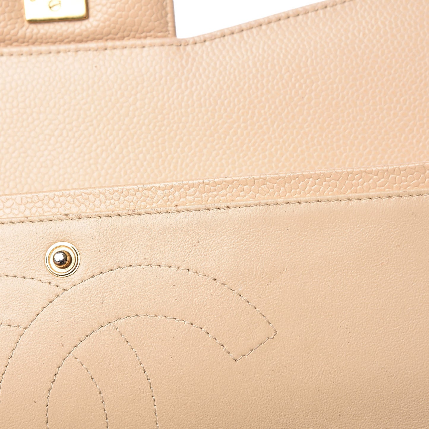 Caviar Quilted Jumbo Double Flap Light Beige